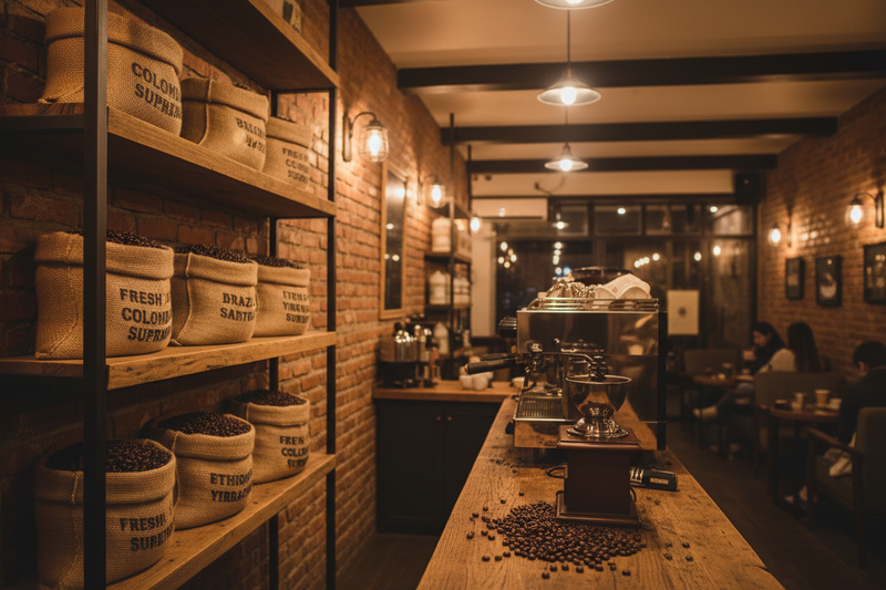coffee beans in a coffee shop